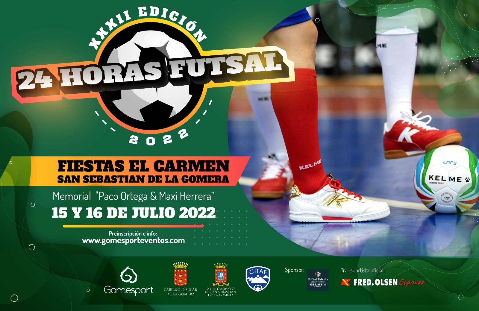 PREINSCRIPCIÓN XXXI EDICION 24 HORAS FUTSAL FIESTAS EL CARMEN SAN SEBASTIÁN DE LA GOMERA 2022 - Inscríbete